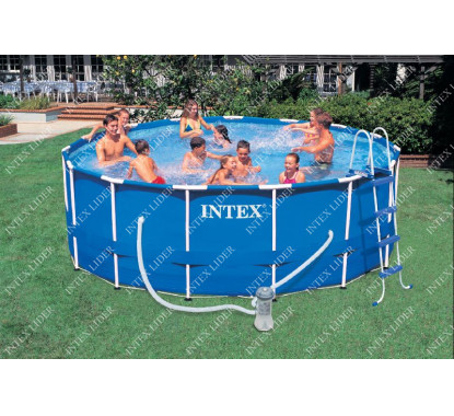 28242 Каркасный бассейн круглый INTEX Metal Frame 457х122+фильтр-насос картр. 3785 л/ч